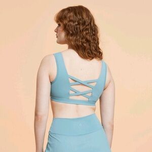 Blogilates Women's Crisscross Sports Bra Activewear Teal Blue sz M